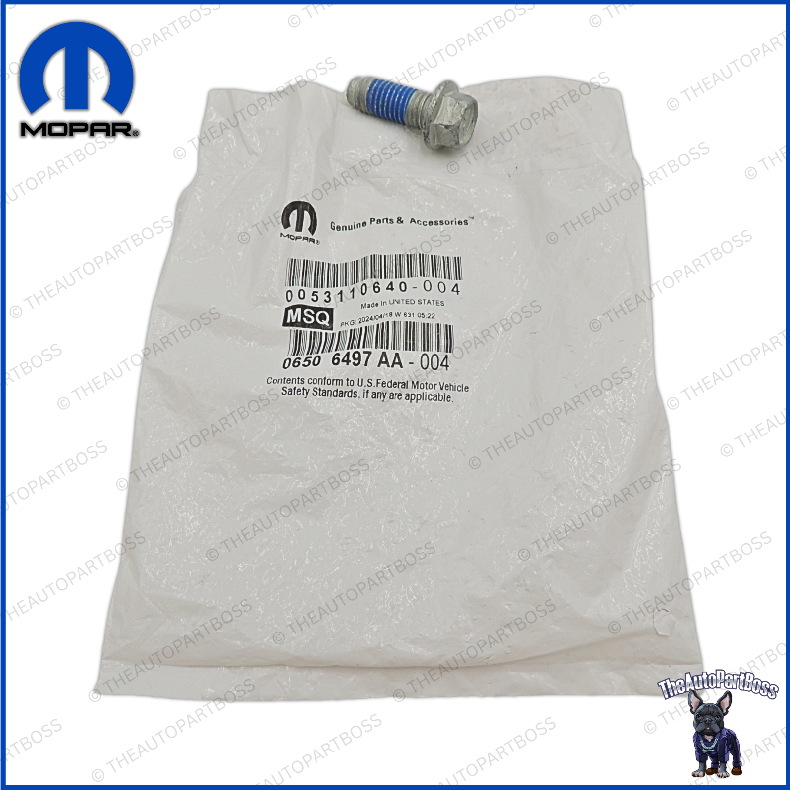 Mopar Hex Flange Head Locking Bolt Mounting Genuine Mopar 06506497AA 06506497AA