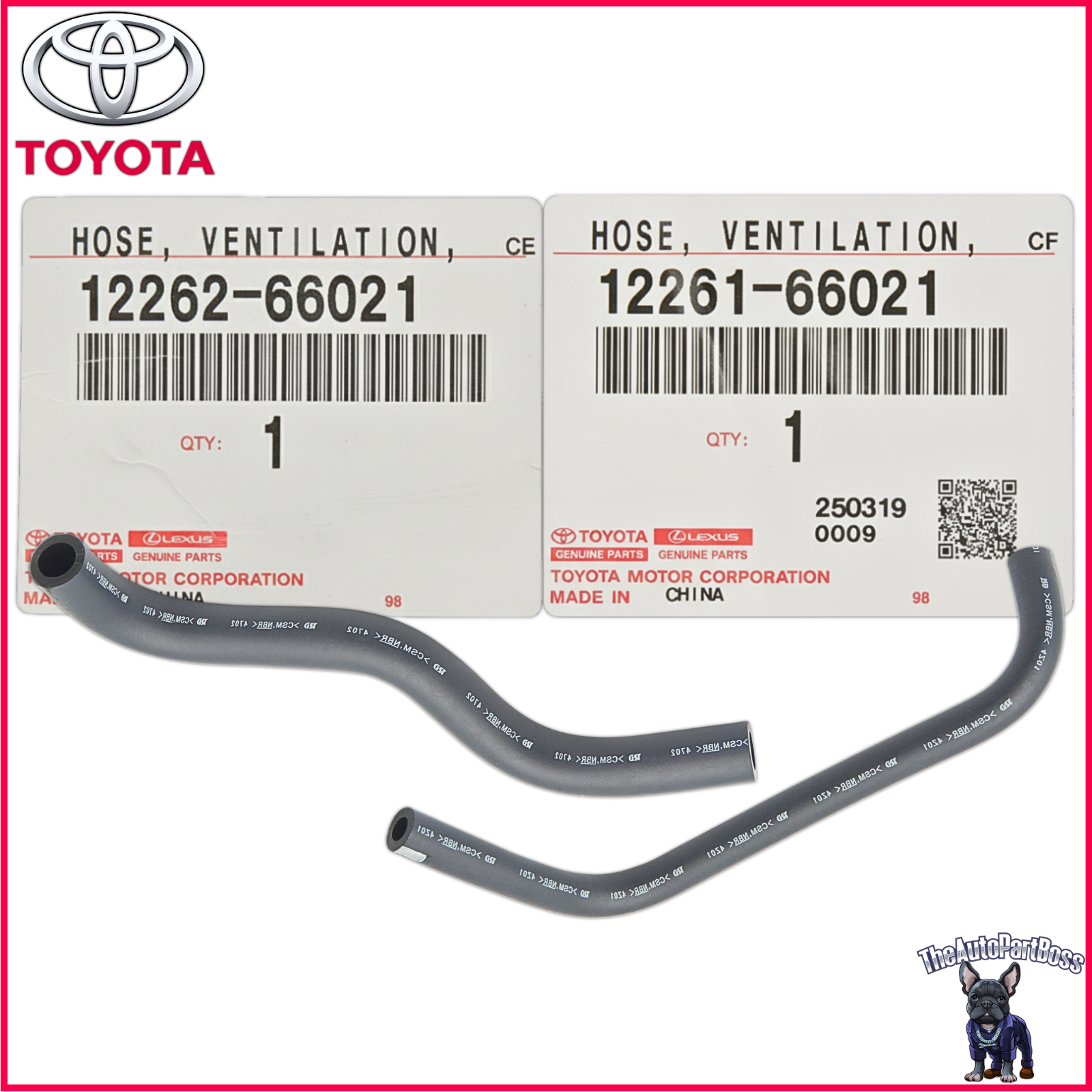 Toyota PCV Ventilation Hose SET OEM Toyota Lexus 12262-66021 12261-66021 12262-66021-12261-66021