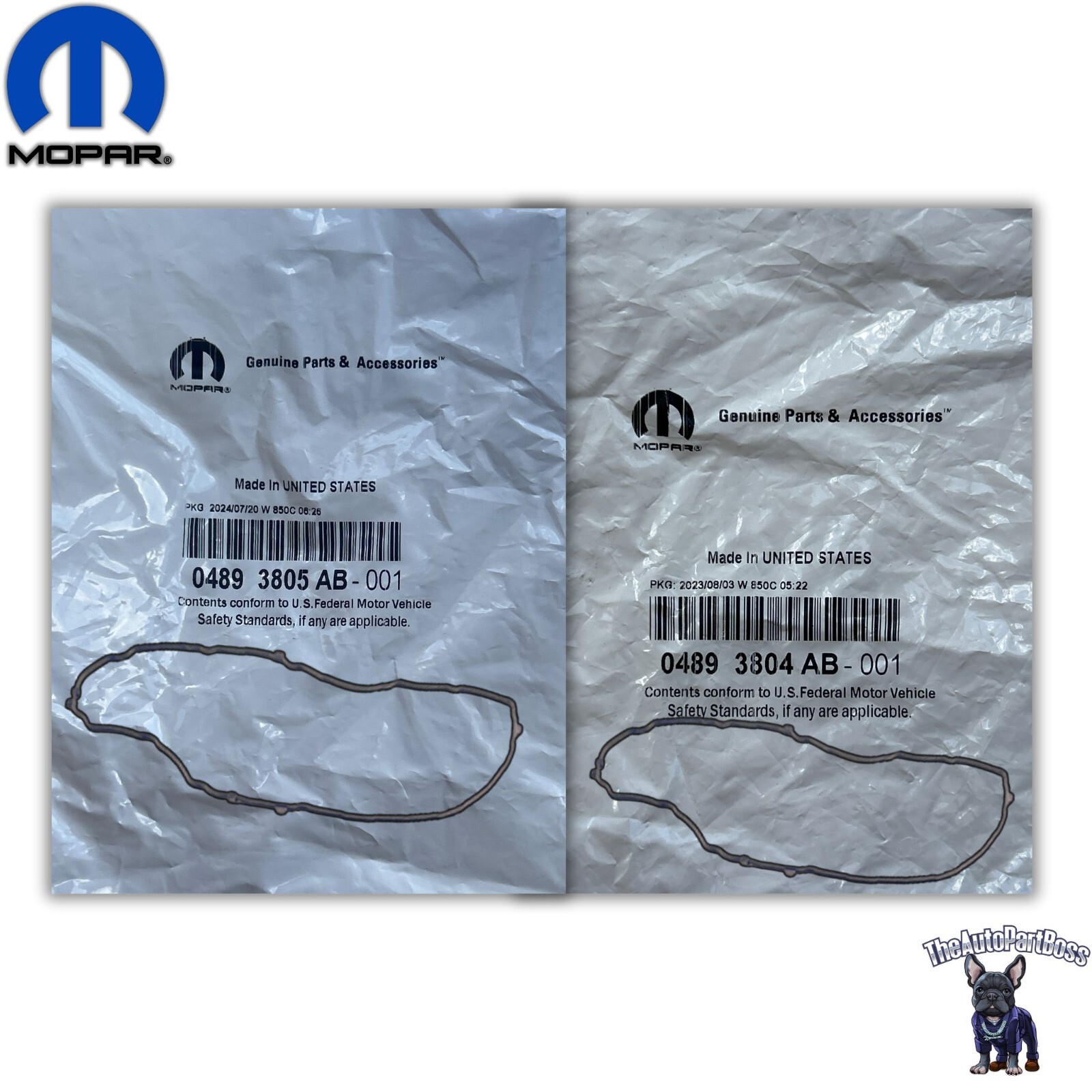 Mopar Left and Right Cylinder Head Cover Gaskets OEM Mopar 4893804AB 4893805AB 4893804AB-TAPB-4893805AB