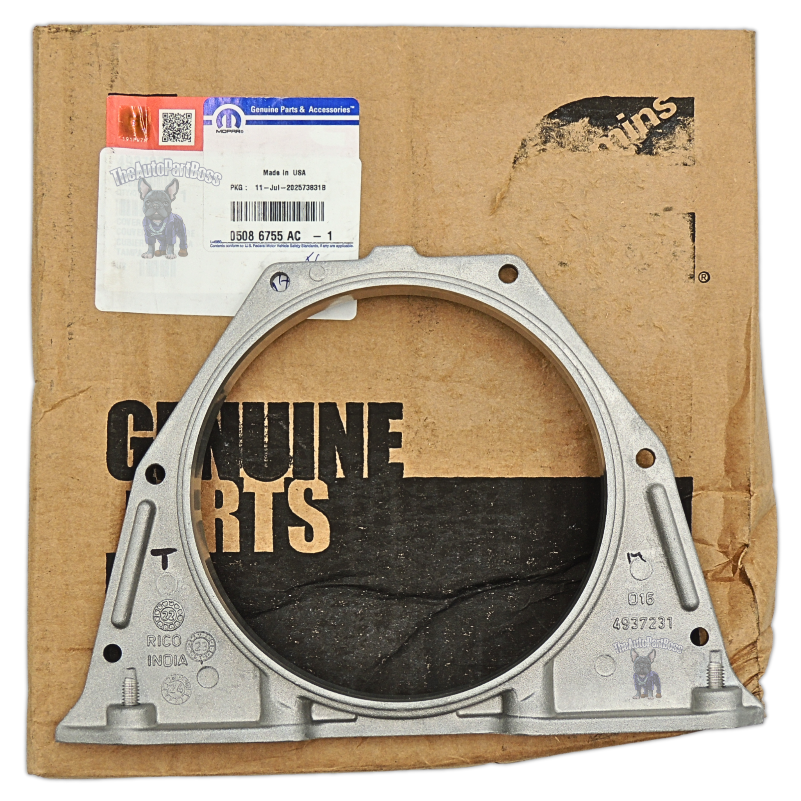 Mopar Crankshaft Rear Oil Seal Retainer OEM Mopar 5086755AC 05086755AC 5086755AC