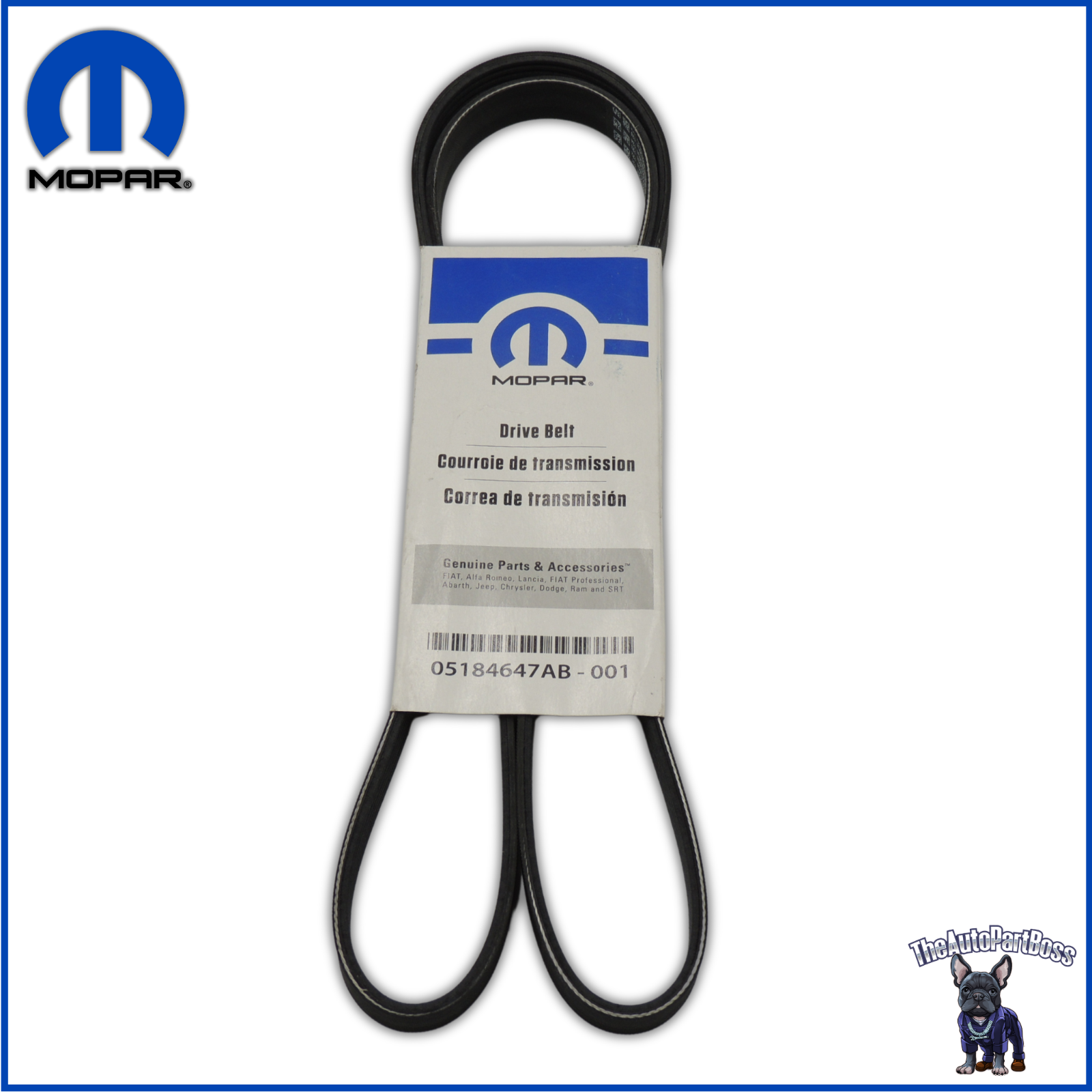 Mopar Serpentine Belt OEM Mopar 5184647AB 05184647AB 5184647AB