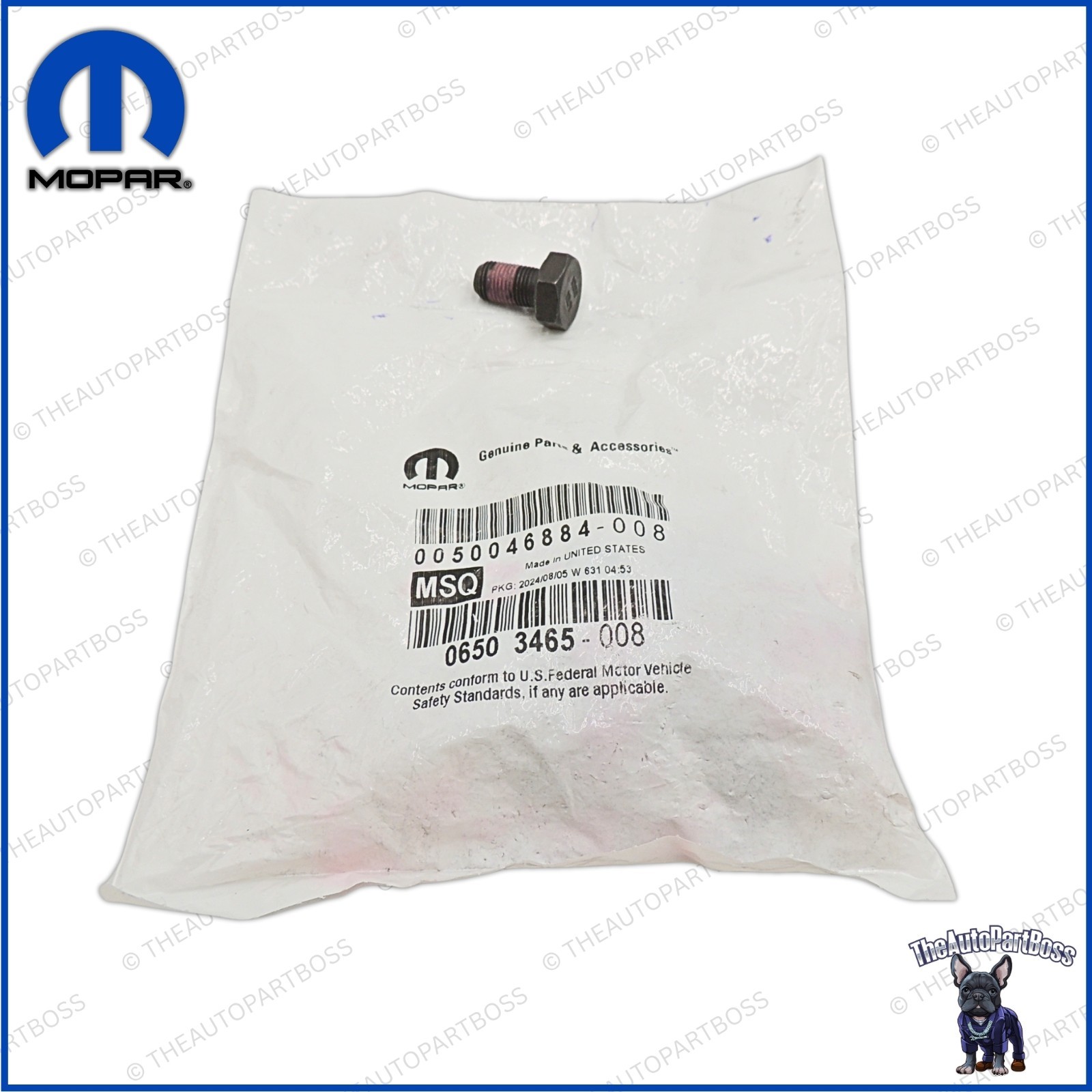 Mopar Hex Head Lock Bolt OEM Mopar 6503465 6503465