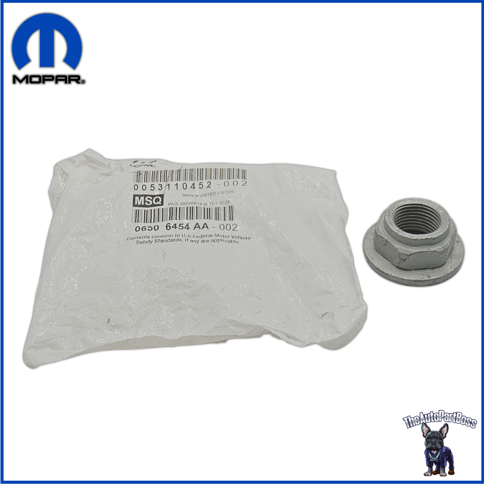 Mopar Hex Lock Nut And Washer, Front Right OEM Mopar 6506454AA 6506454AA