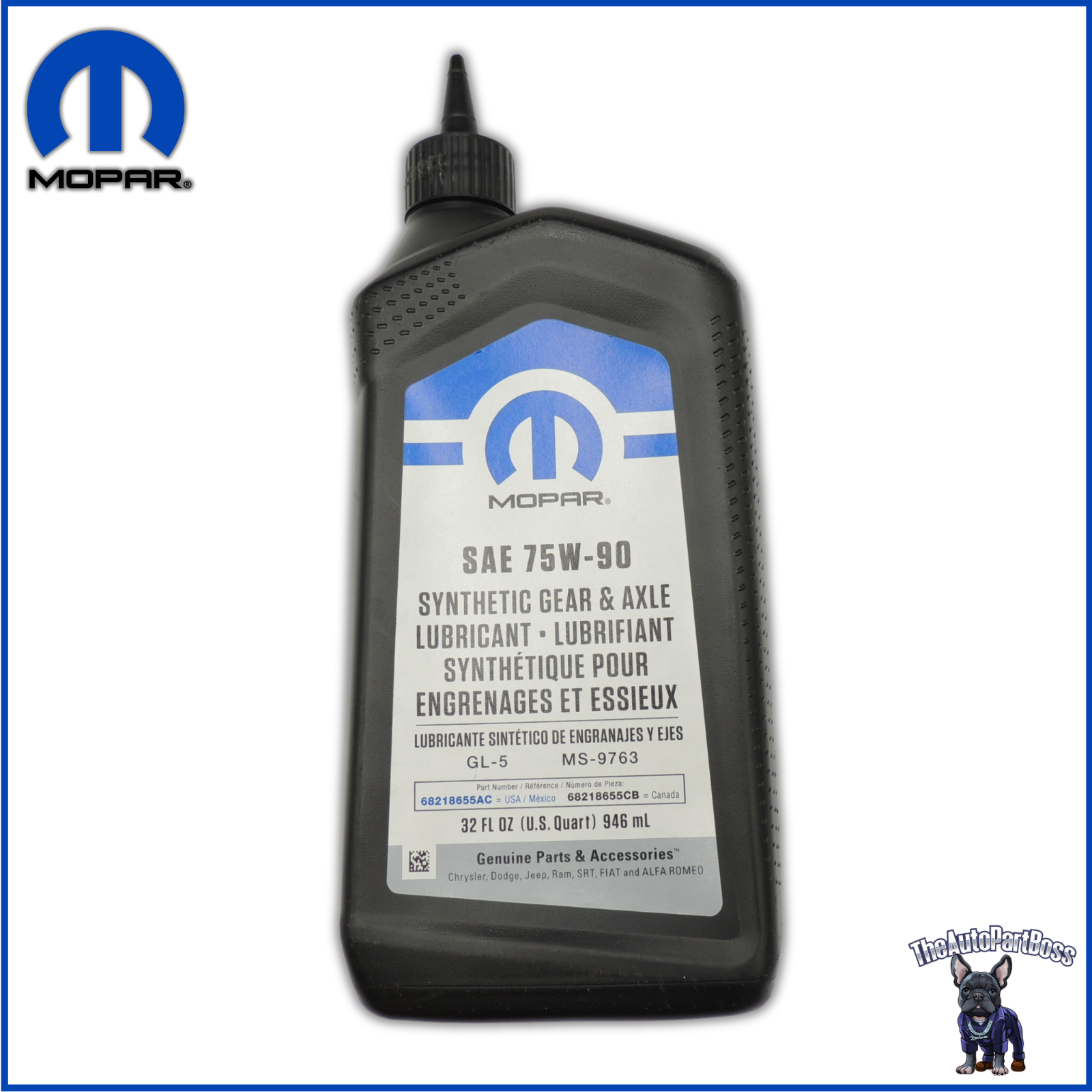 Mopar Gear Lubricant SAE 75W-90 OEM Mopar 68218655AC 68218655AC
