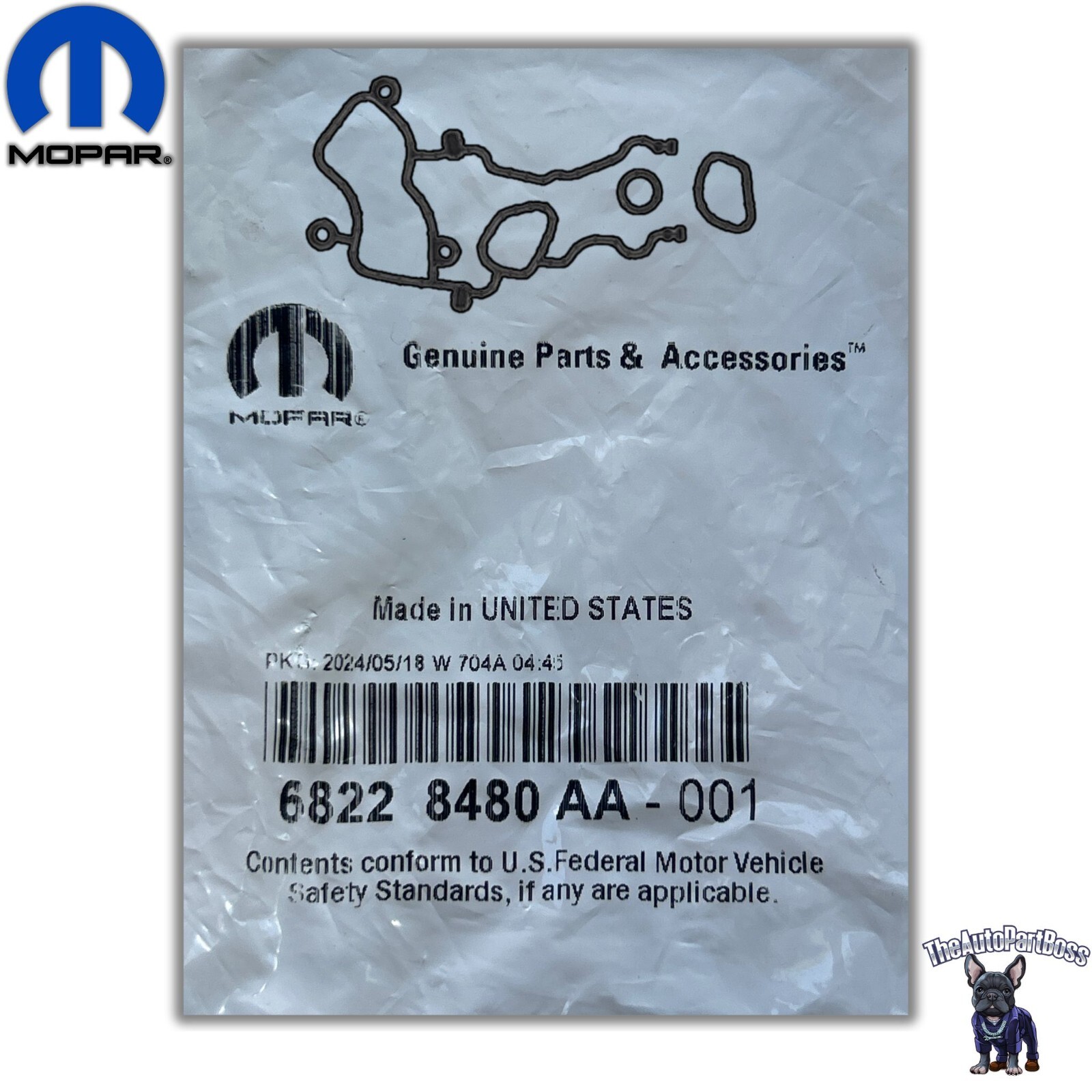 Mopar 3.6L Chain Case Cover Gasket Kit OEM Mopar 68228480AA 68228480AA