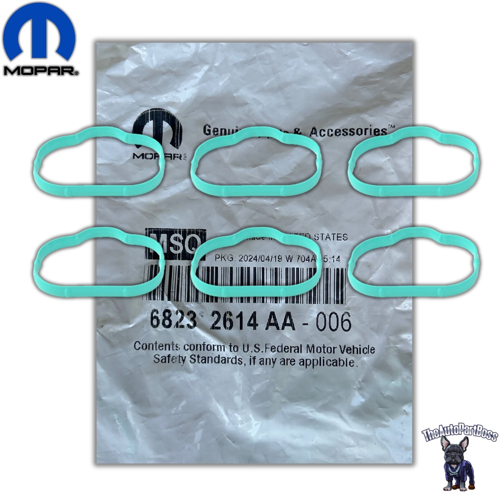 Mopar 6PCs 3.6L Intake Manifold Gasket OEM Mopar 68232614AA 68232614AA