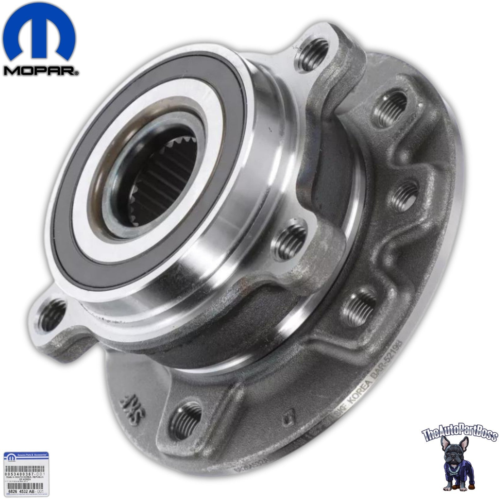 Mopar 17-22 Jeep Compass Brake Hub And Bearing, All Wheel Drive OEM Mopar 68264532AB 68264532AB