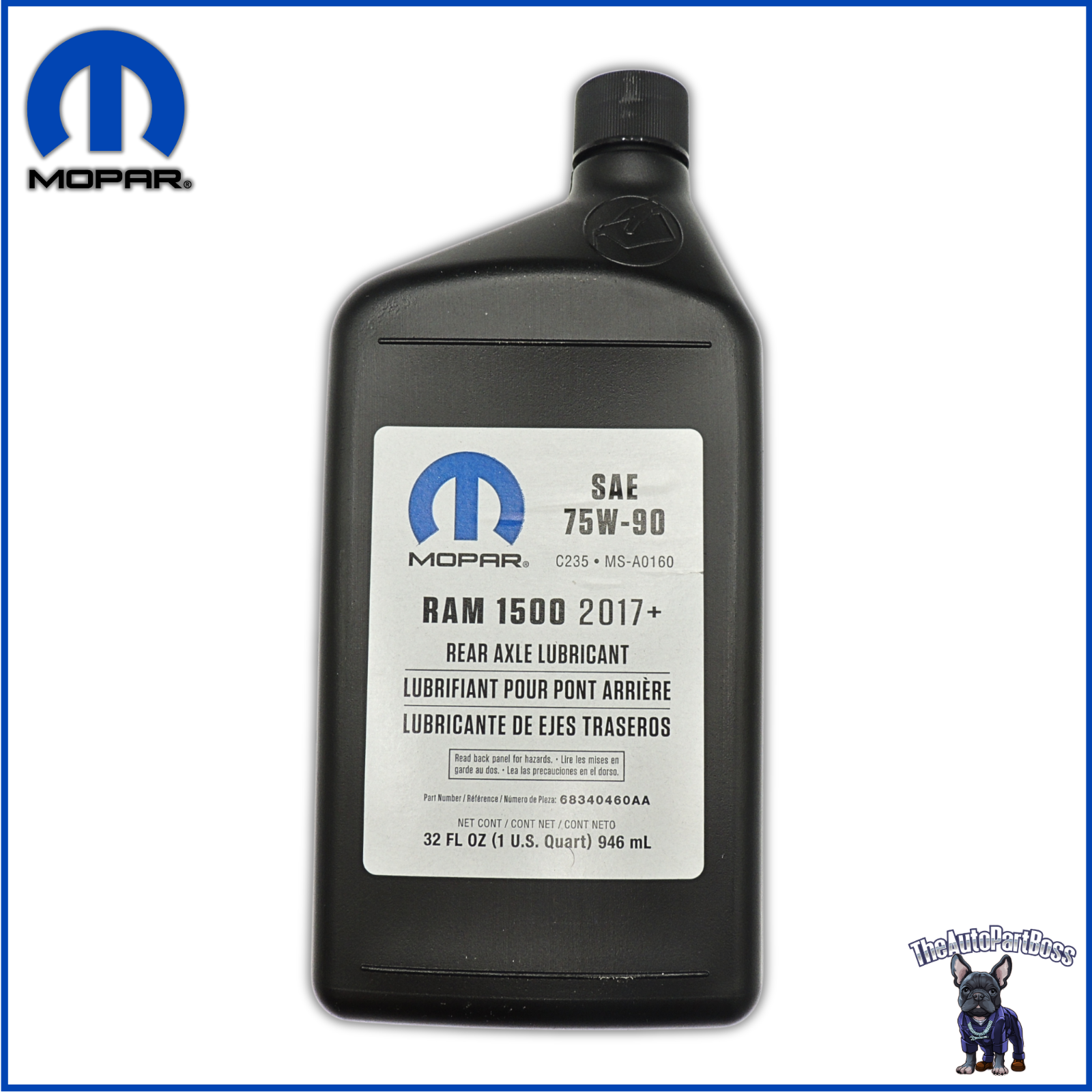 Mopar Gear Lubricant SAE 75W-90 OEM Mopar 68340460AA 68340460AA