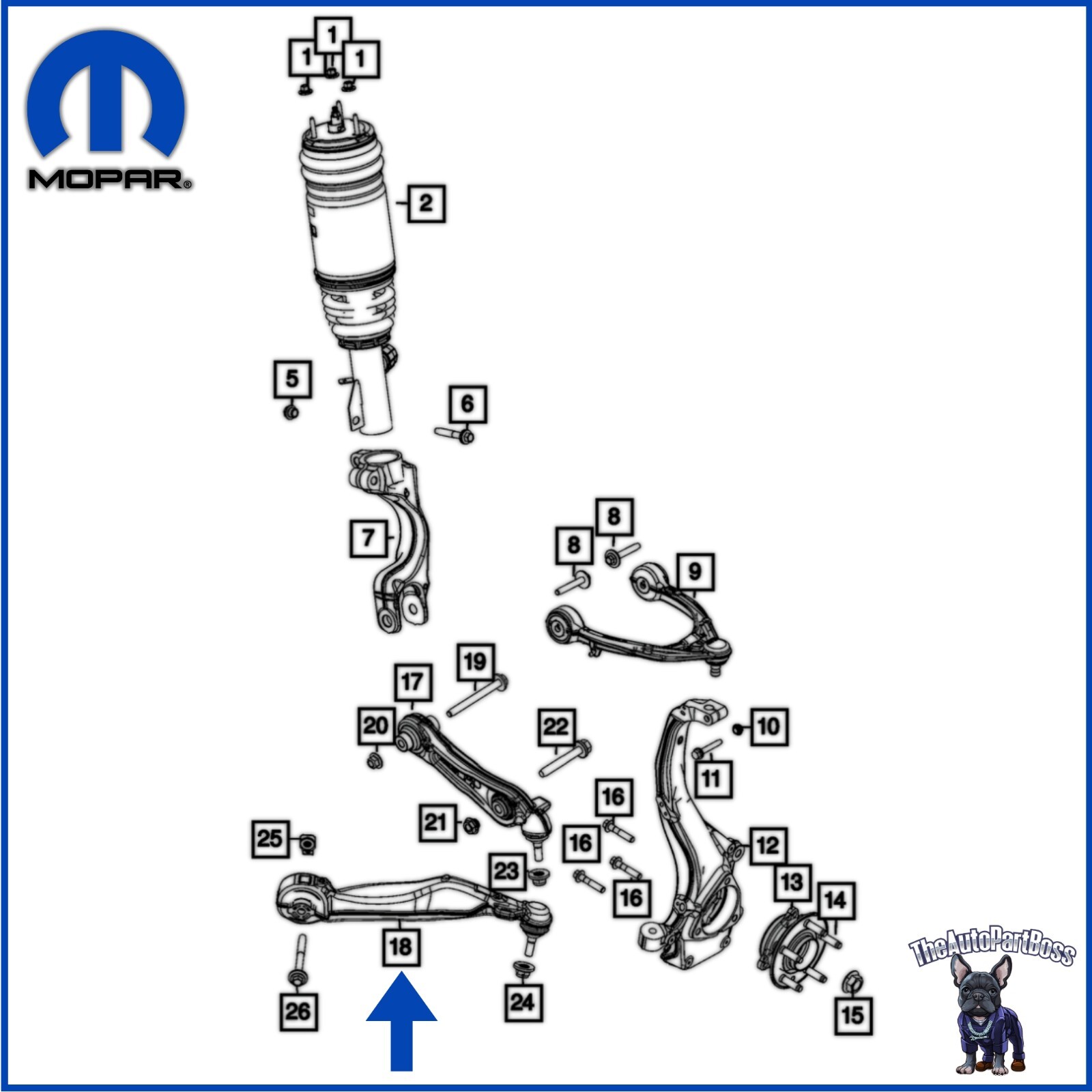 Mopar 21-24 GRAND CHEROKEE Lower Control Arm, Right Genuine Mopar 68375646AB 68375646AB