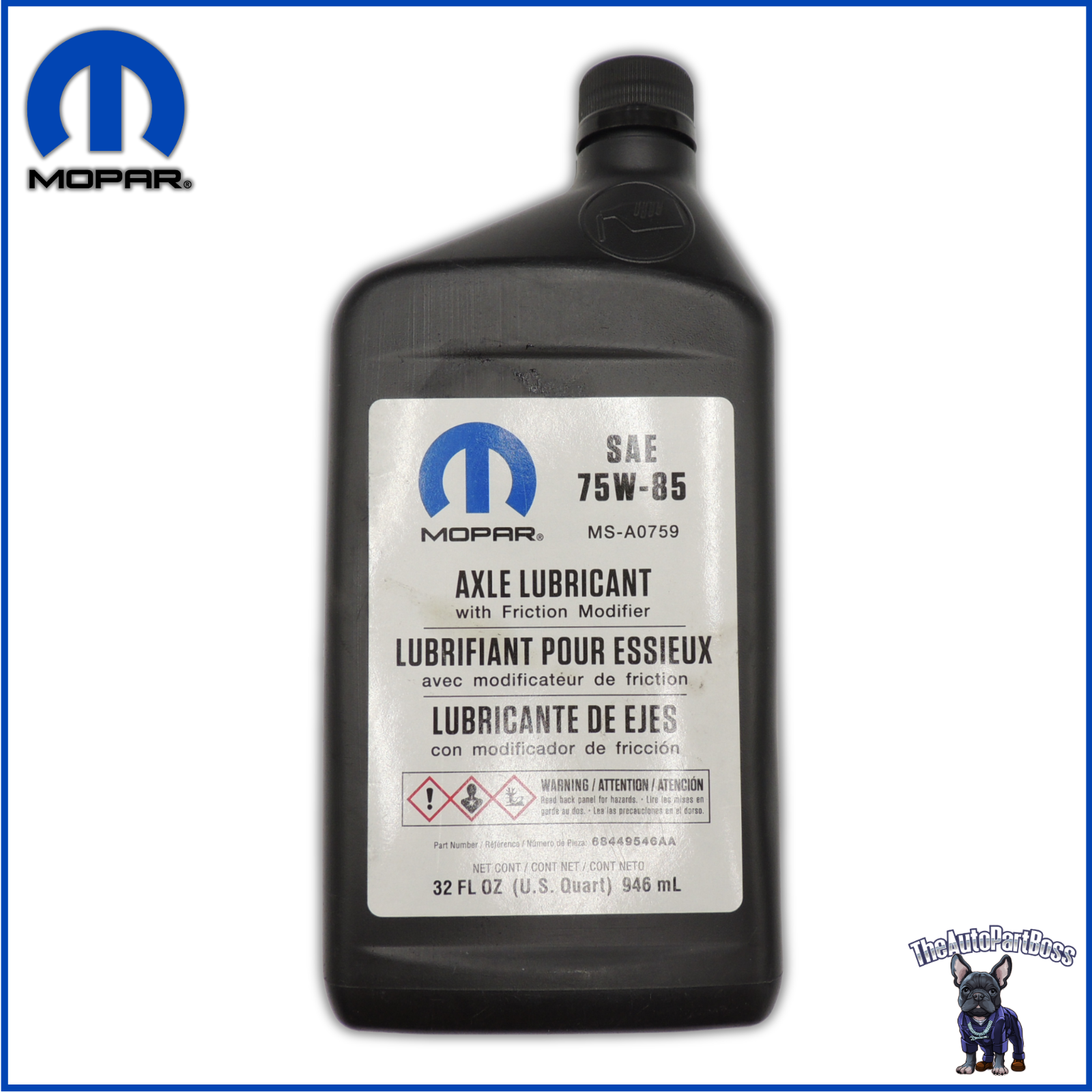 Mopar Axle Lubricant 75W-85 OEM Mopar 68449546AA 68449546AA