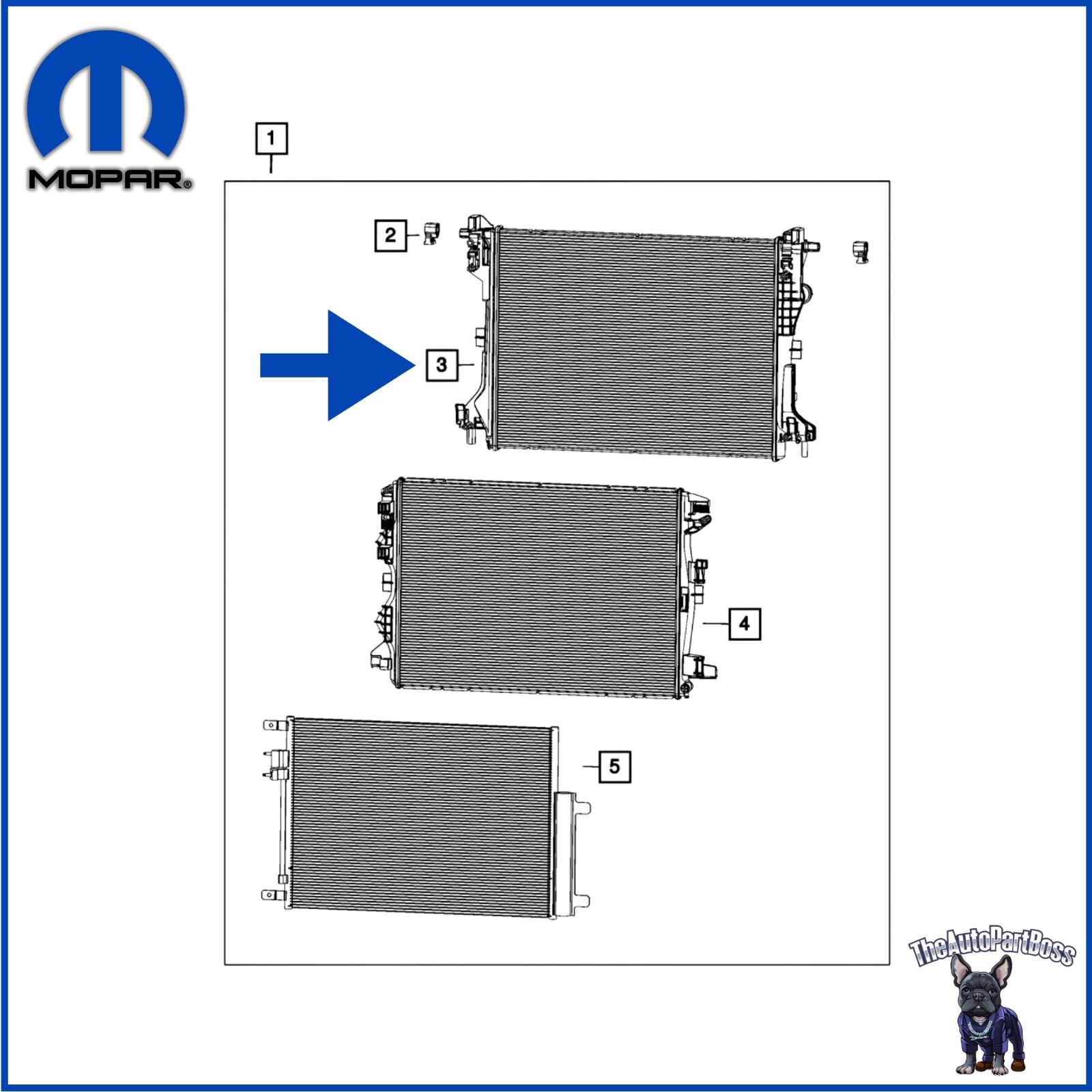 Mopar Engine Cooling Radiator OEM Mopar 68453305AB 68453305AB
