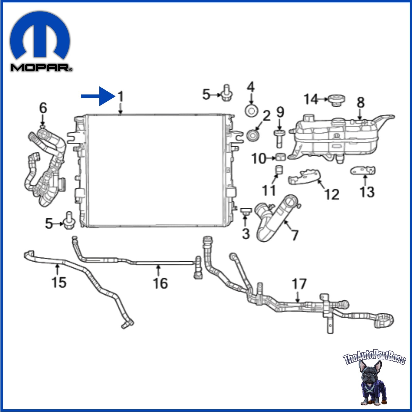Mopar Radiator OEM Mopar 68510871AA 68510871AA