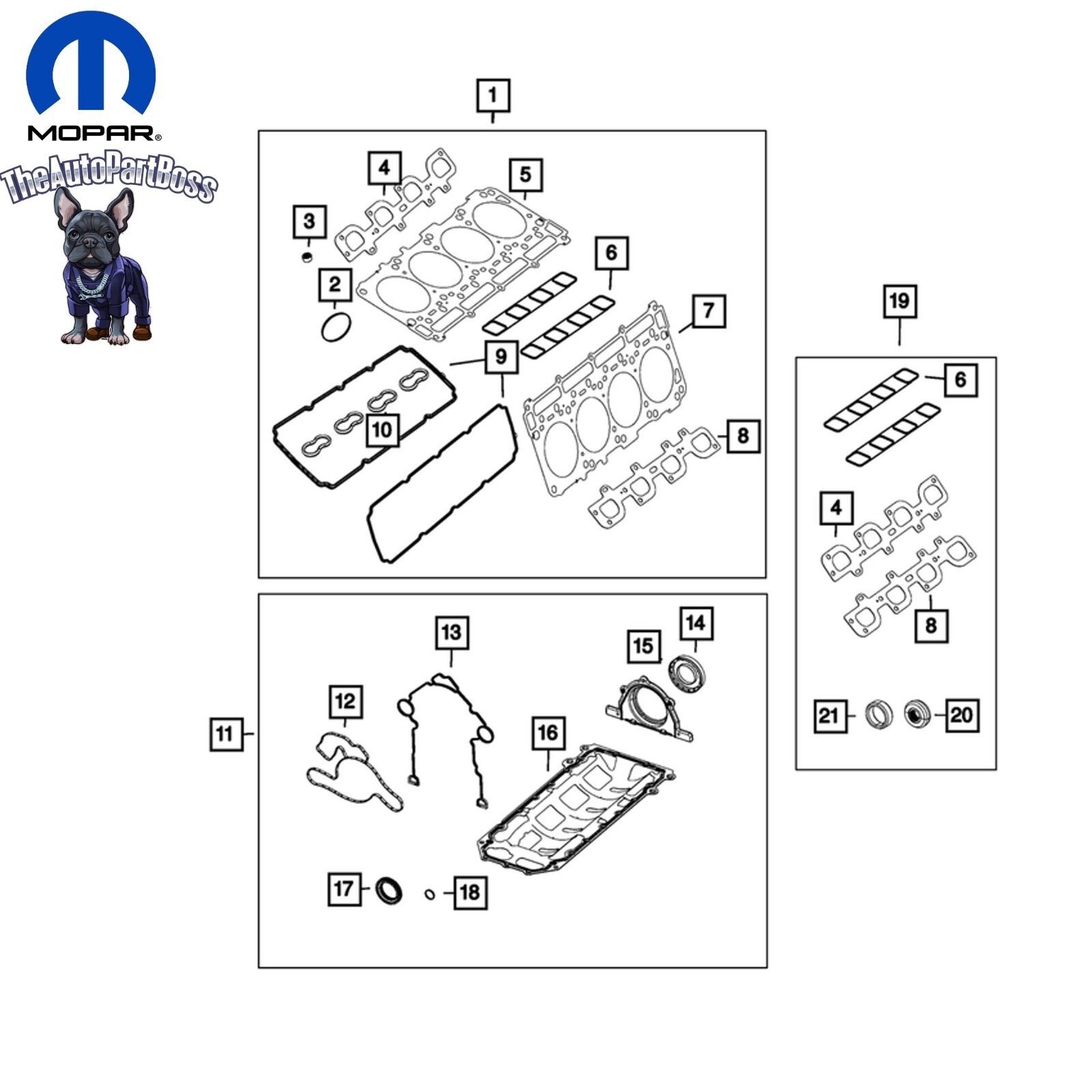 Mopar Cylinder Head Cover Gasket Kit 68526603AA