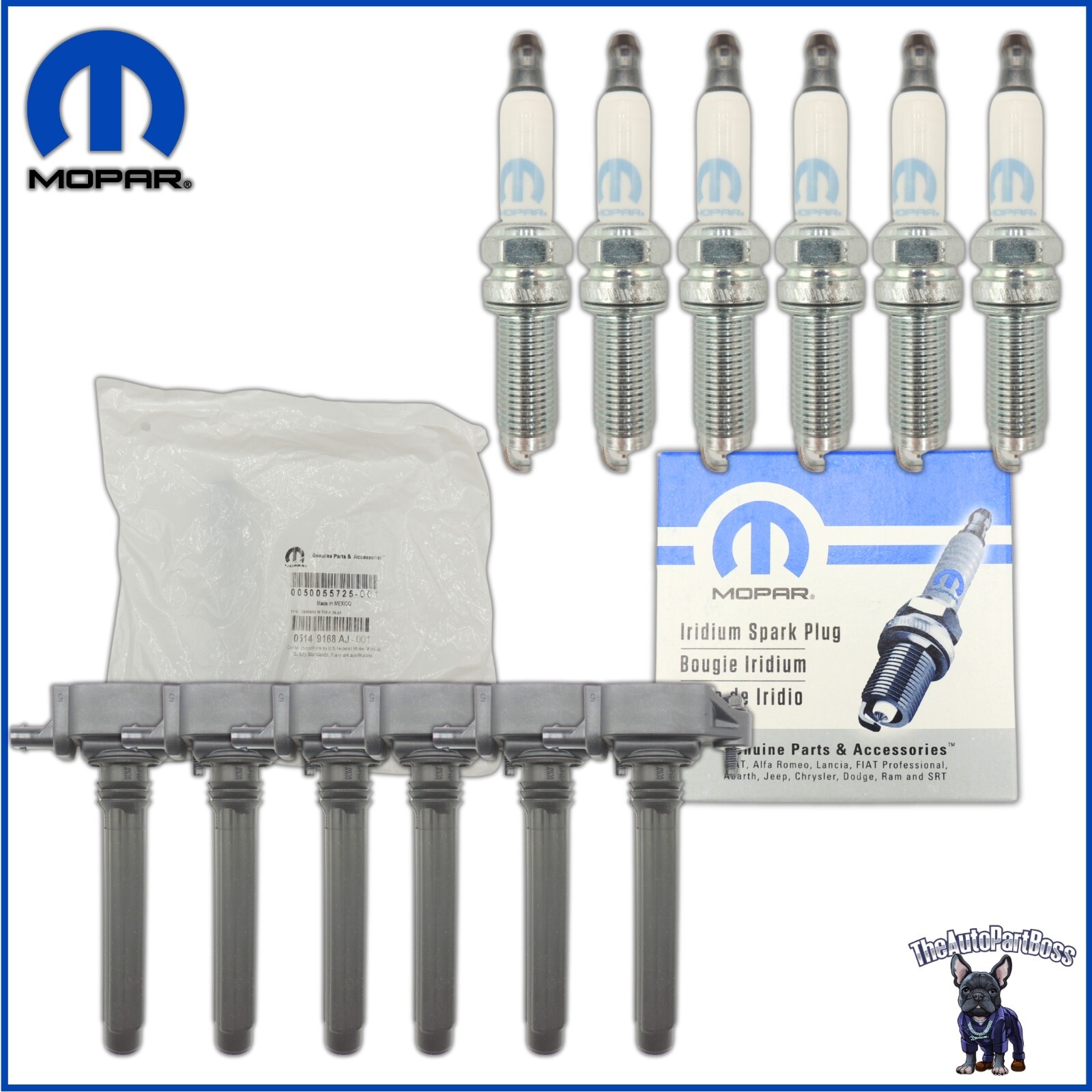 Mopar (12) Spark Plug & Ignition Coil Kit OEM Mopar SP149125AF 5149168AJ 6XSP149125AF-6X5149168AJ-KIT