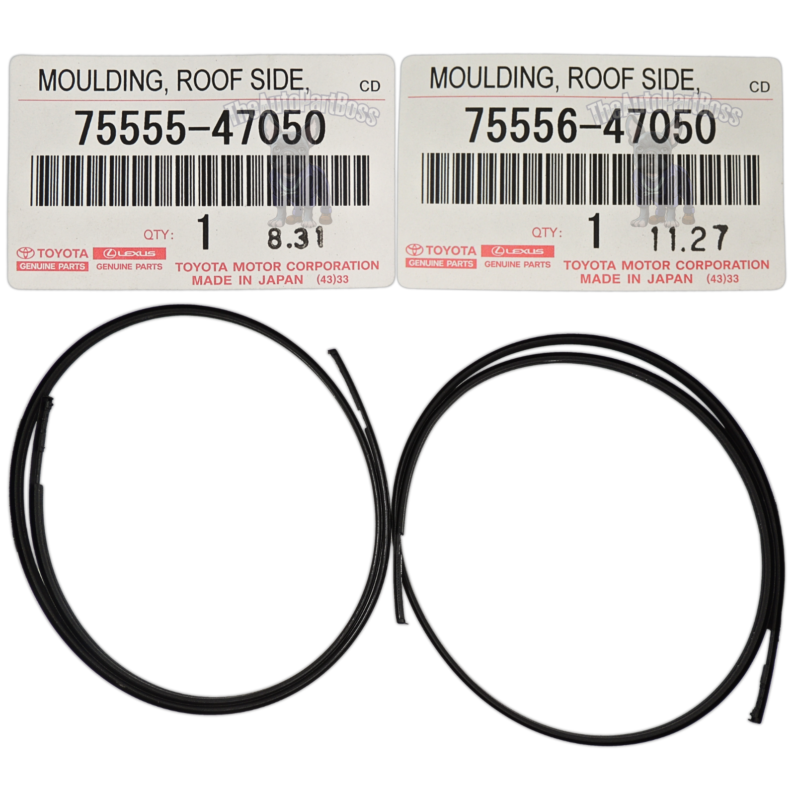 Toyota Toyota Genuine Roof Drip Molding Pair 75555-47050 75556-47050 nan 75555-47050-75556-47050 75555-47050-75556-47050