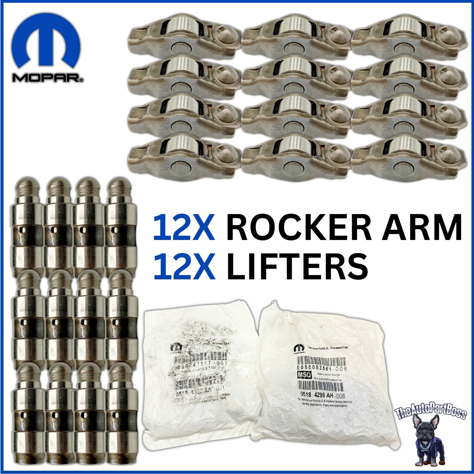 Mopar 24X Lifter & Valve Rocker Arm OEM Mopar 5184296AH 5184332AA Custom -Kit-5184296AH-5184332AA-(48 Total)