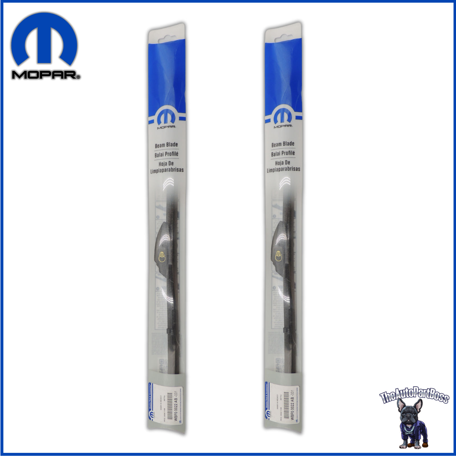 Mopar 2X Front Wiper Blade OEM Mopar WBF00022AB WBF00022AB